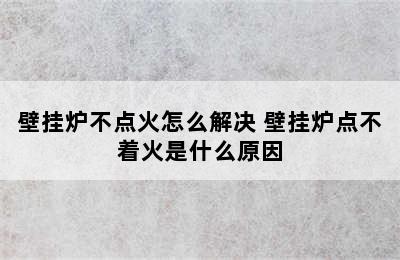 壁挂炉不点火怎么解决 壁挂炉点不着火是什么原因